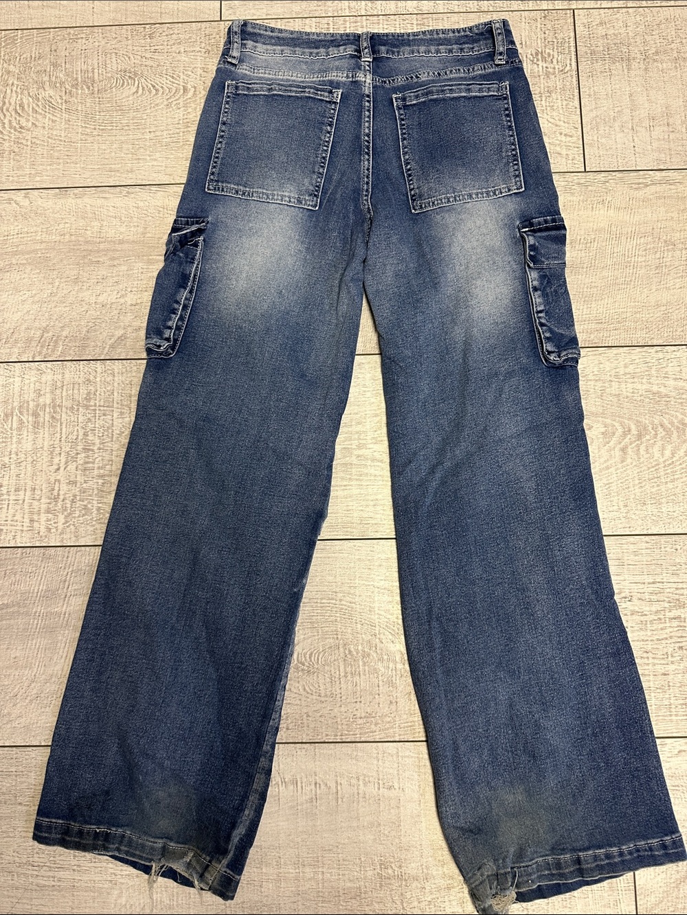 Y2K- Wide-Leg Cargo Jeans for Women - Blue - Picture 8 of 11